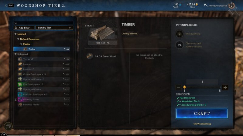 Профессии в New World переработка древесины