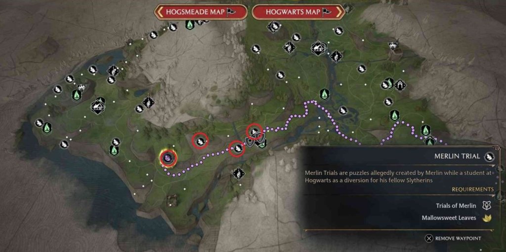 Hogwarts Legacy испытания Мерлина