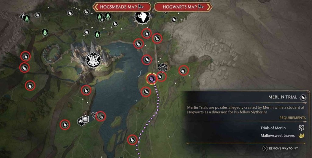 Hogwarts Legacy испытания Мерлина