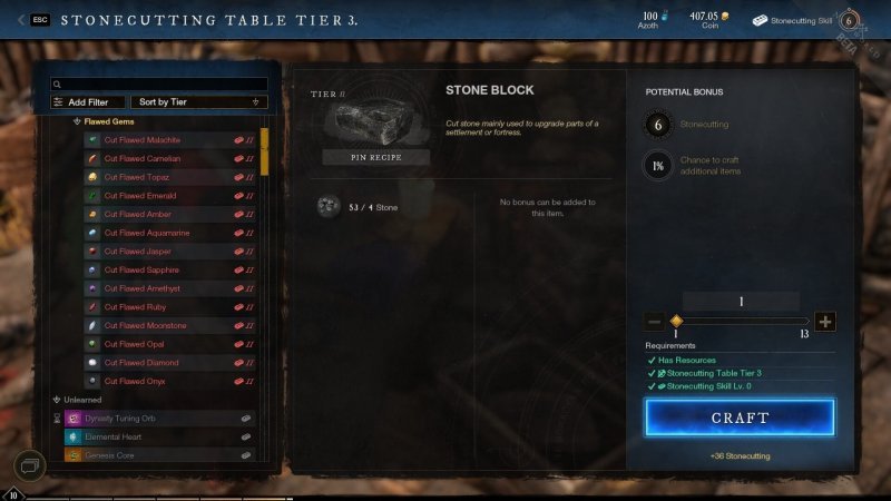 Профессии в New World обработка камня