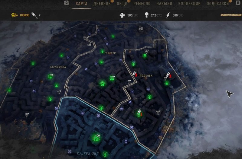 Карта ингибиторов в Dying Light 2 3