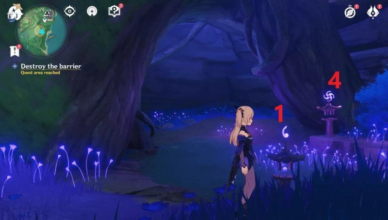 Genshin Impact как разрушить барьер в лесу тиндзю 1