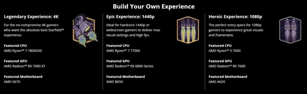 Starfield детальные системные требования AMD