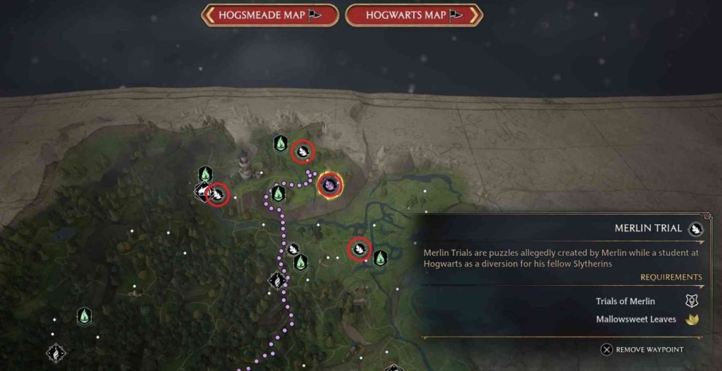 Hogwarts Legacy испытания Мерлина