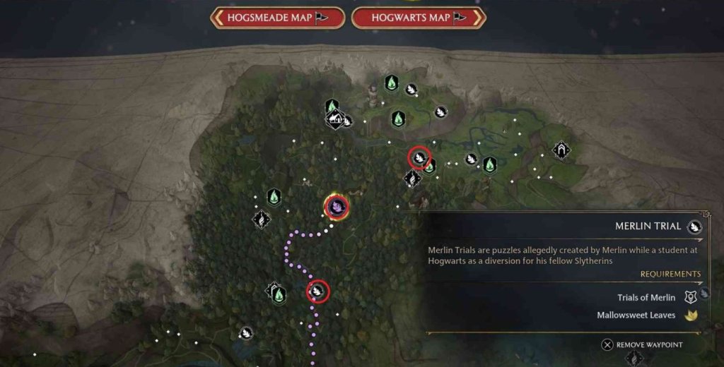 Hogwarts Legacy испытания Мерлина