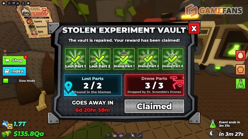 Хранилище украденного эксперимента в Укради яйцо в Roblox