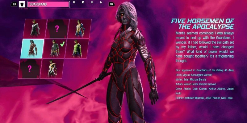 Marvels Guardians of the Galaxy все скины гаморы