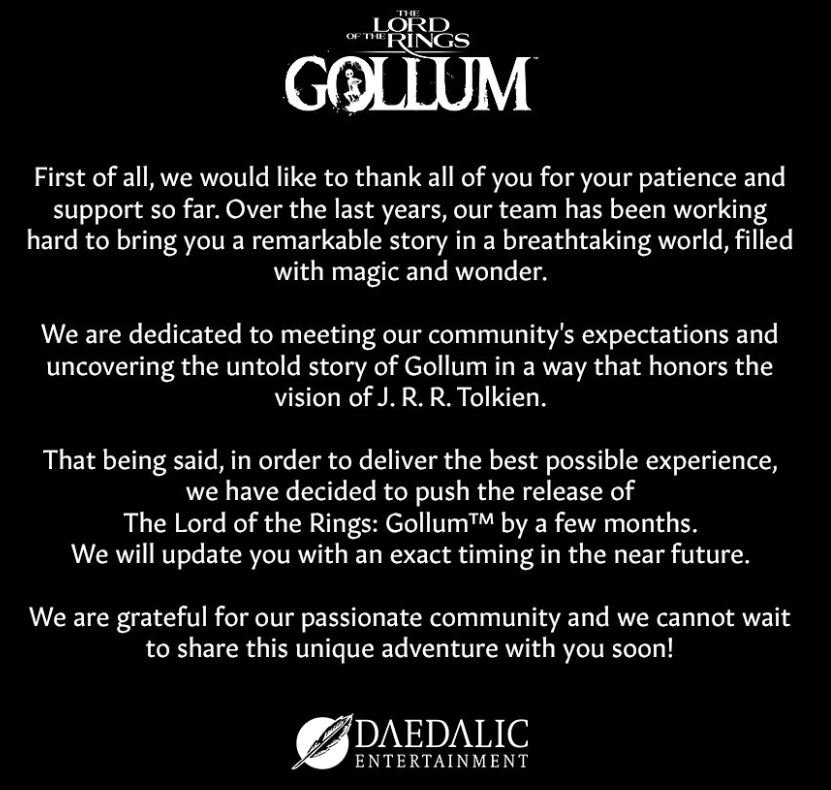 The Lord of the Rings — Gollum перенос даты релиза