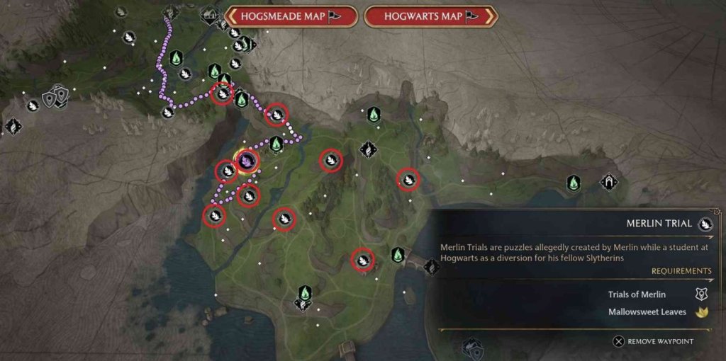 Hogwarts Legacy испытания Мерлина