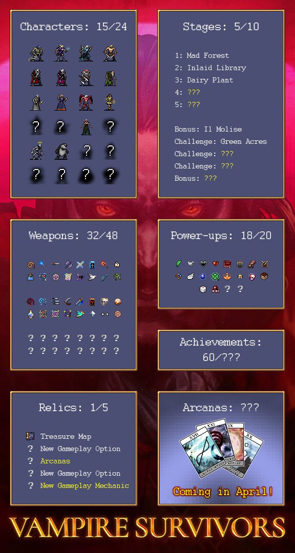 Vampire Survivors обновления до релиза