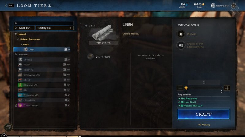 Профессии в New World ткачество