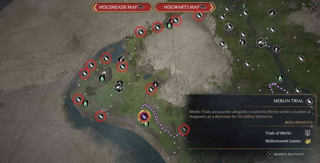 Hogwarts Legacy испытания Мерлина