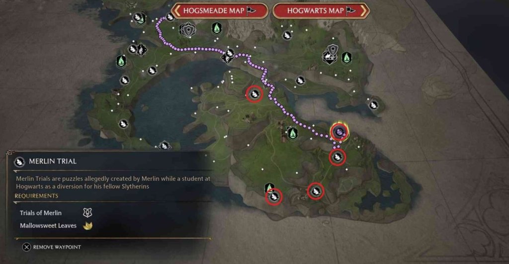 Hogwarts Legacy испытания Мерлина