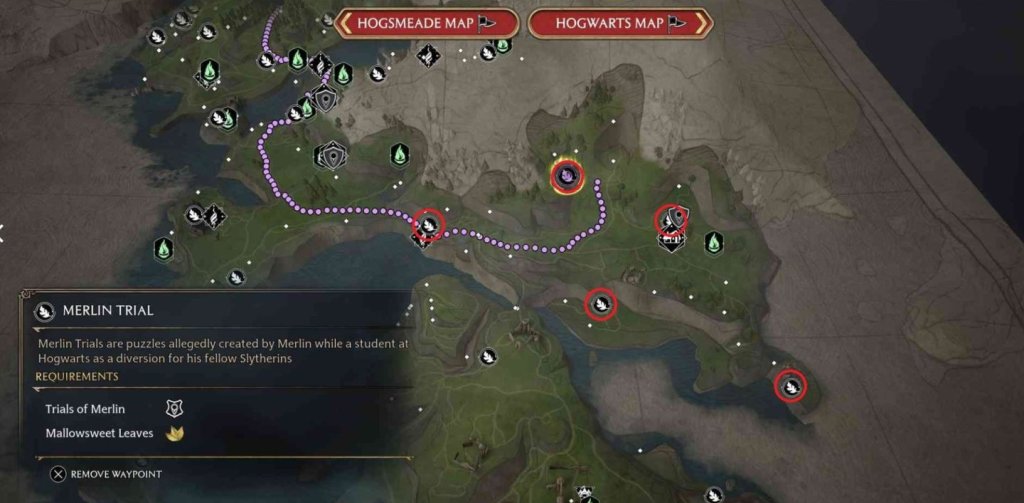 Hogwarts Legacy испытания Мерлина