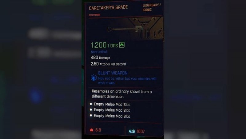 Cyberpunk 2077 молот лопата 1