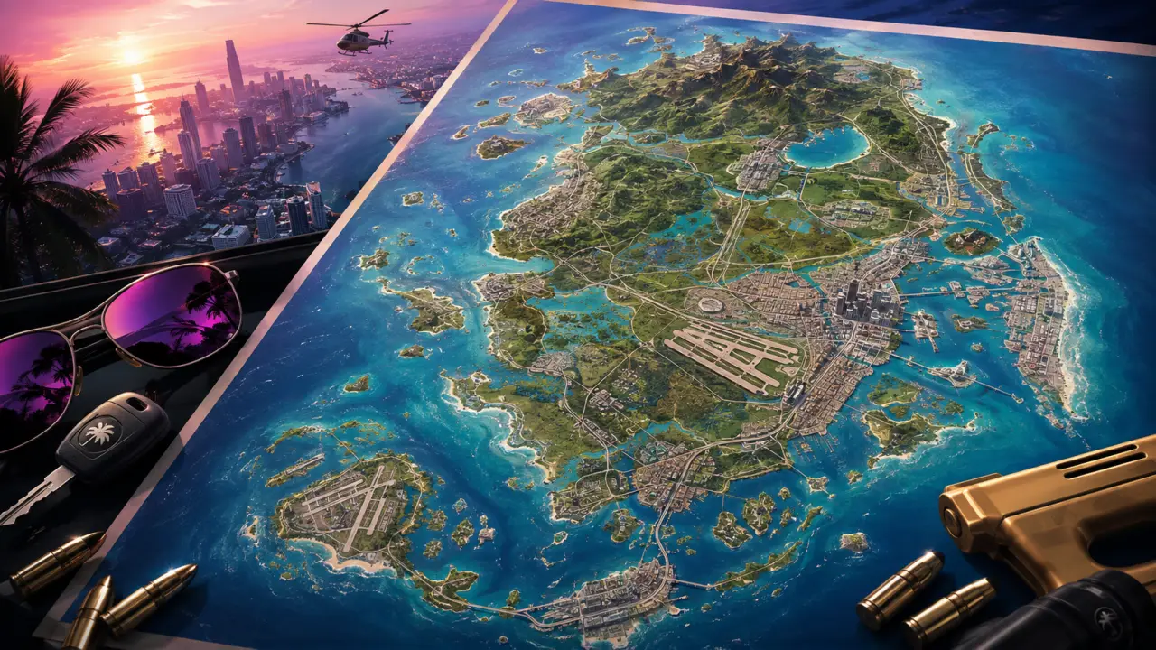 Карта GTA 6: все города, районы и регионы штата Леонида